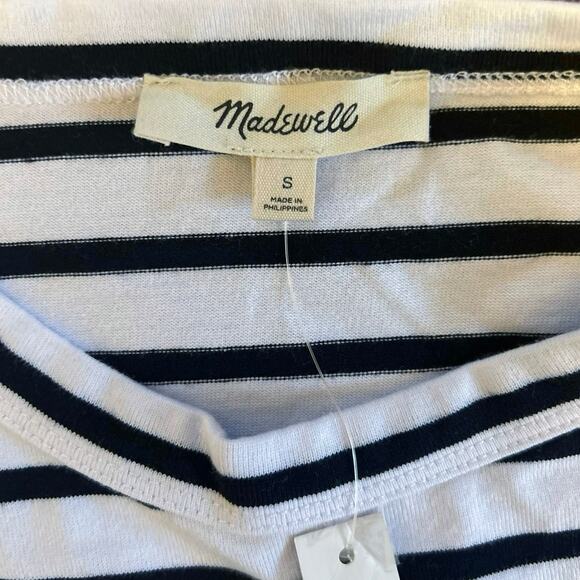 NWT Madewell Everyday Boxy Crop Tee in Stripe Size S - Picture 7 of 9
